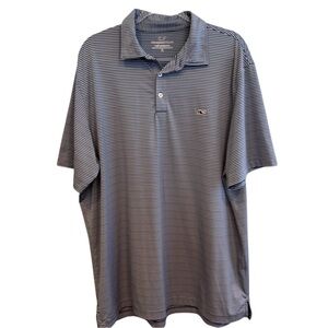 Vineyard Vines Blue/White/Green Stripe Performance Polo Size XL